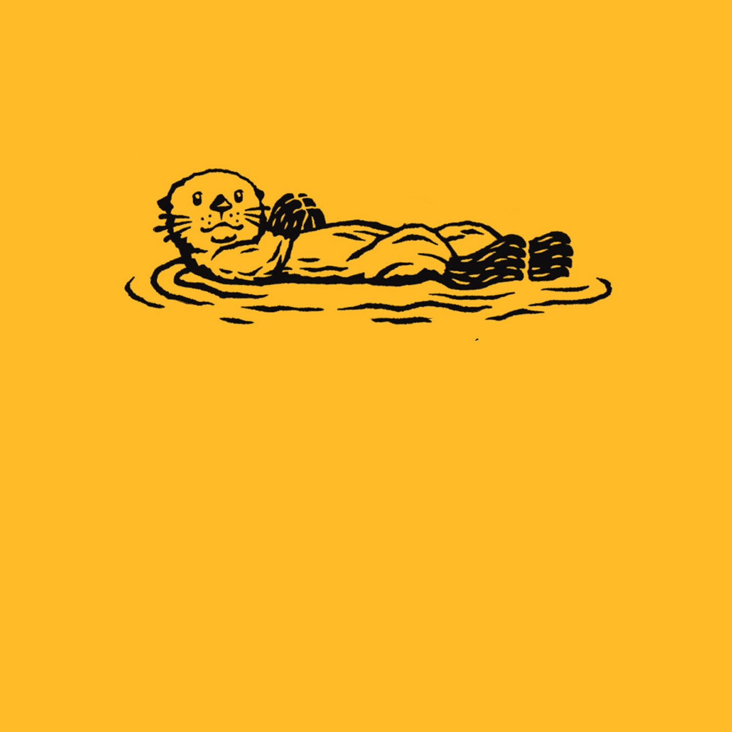 Illustration of a otter swimming on a yellow background